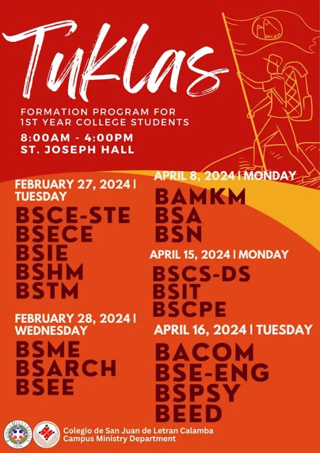 An image announcing the schedule for the Formation Program for 1st year college students.